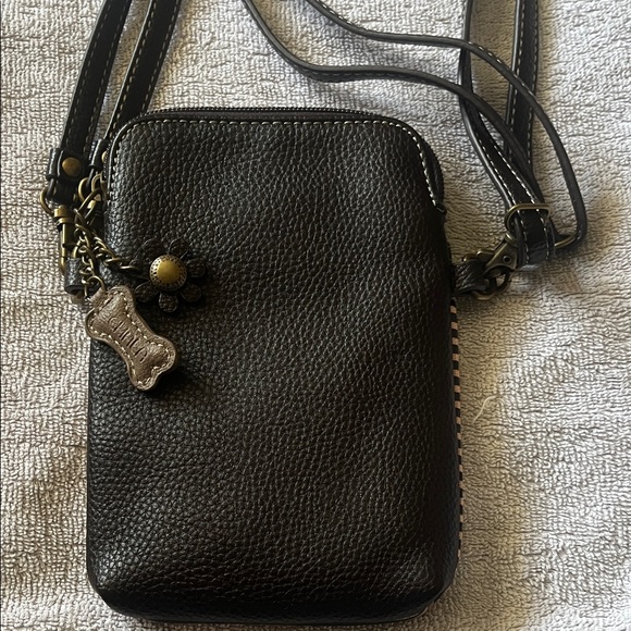 Chala cell phone Poodle Design Crossbody / convertible purseBag in brown and Tan - Picture 3 of 9